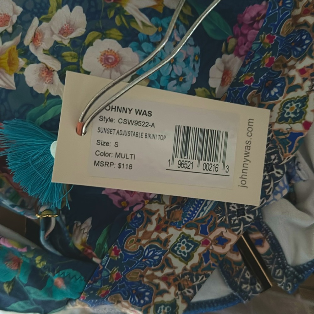 Johnny Was Sunset Floral Adjustable Bikini Top - Picture 7 of 9